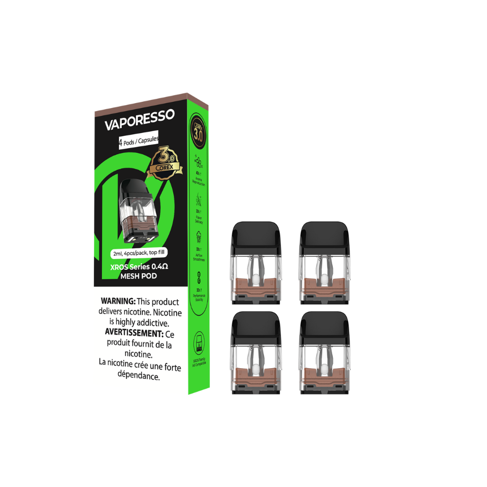 VAPORESSO XROS 0.4 OHM COREX 3.0 REPLACEMENT POD 2ML (4 PACK) [CRC]