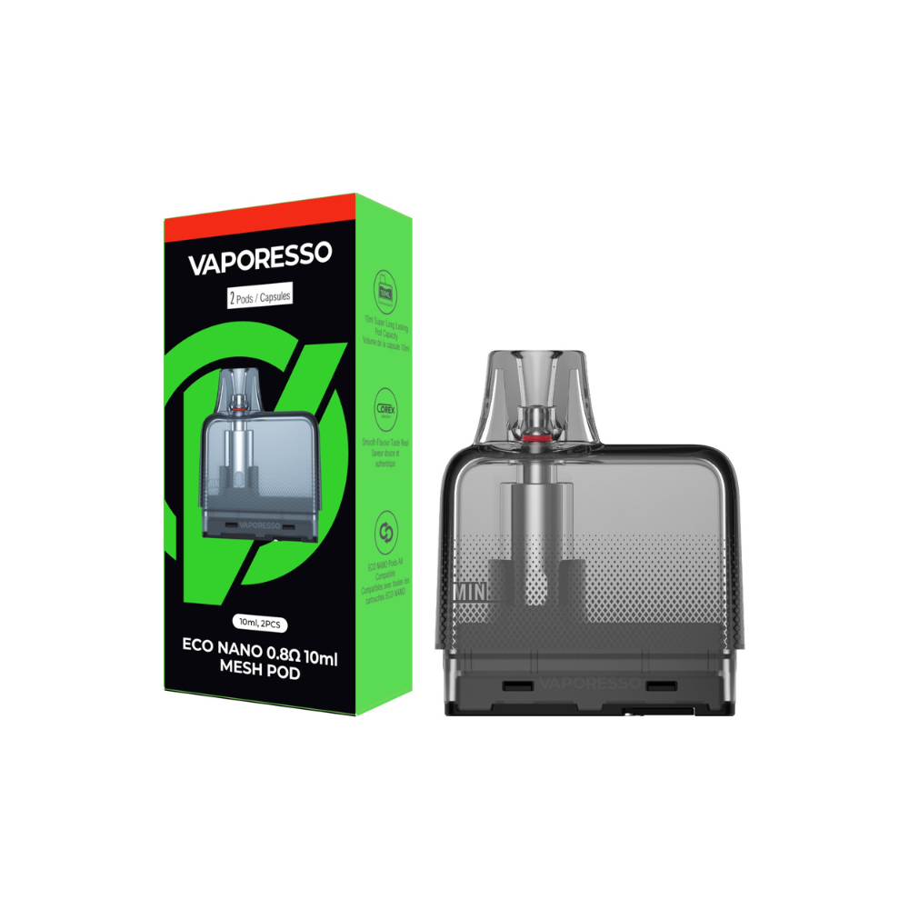 VAPORESSO ECO NANO 0.8 OHM PLUS REPLACEMENT POD 10ML (2 PACK) [CRC]