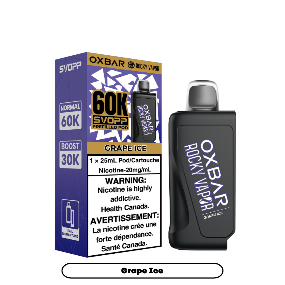Svopp Rocky Vapor Oxbar 60K {Prefilled Pods} - Grape Ice (4pc/Carton) [Federal]