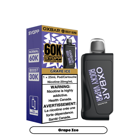 Svopp Rocky Vapor Oxbar 60K {Prefilled Pods} - Grape Ice (4pc/Carton) [Federal]