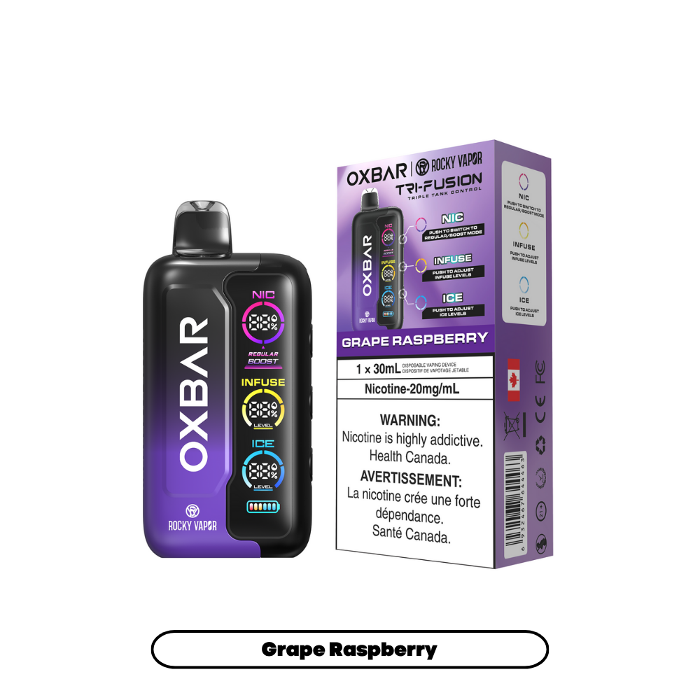Rocky Vapor Oxbar Tri Fusion - Grape Raspberry (5pc/Carton) [Federal]