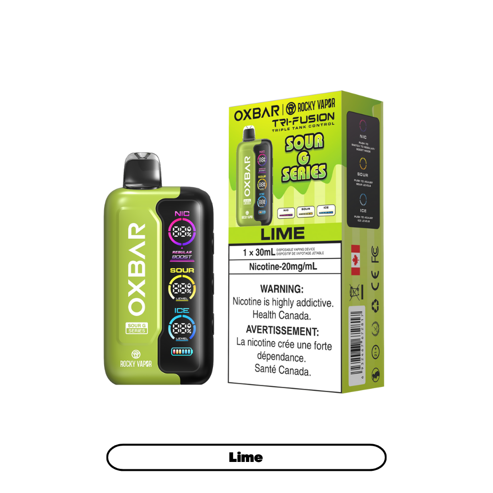 Rocky Vapor Oxbar Tri Fusion - Sour G Series - Lime (5pc/Carton) [Federal]