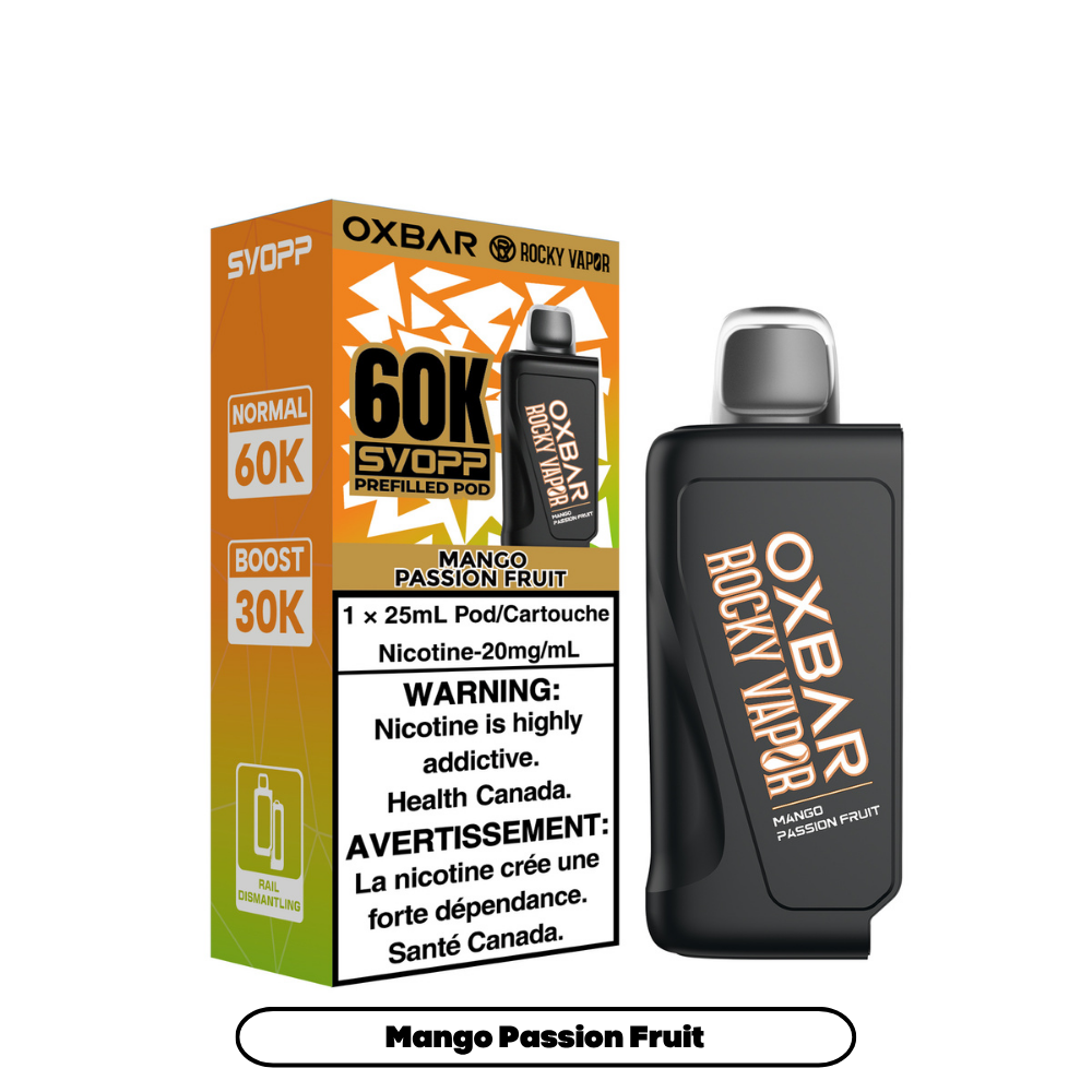 Svopp Rocky Vapor Oxbar 60K {Prefilled Pods} - Mango Passion Fruit (4pc/Carton) [Federal]