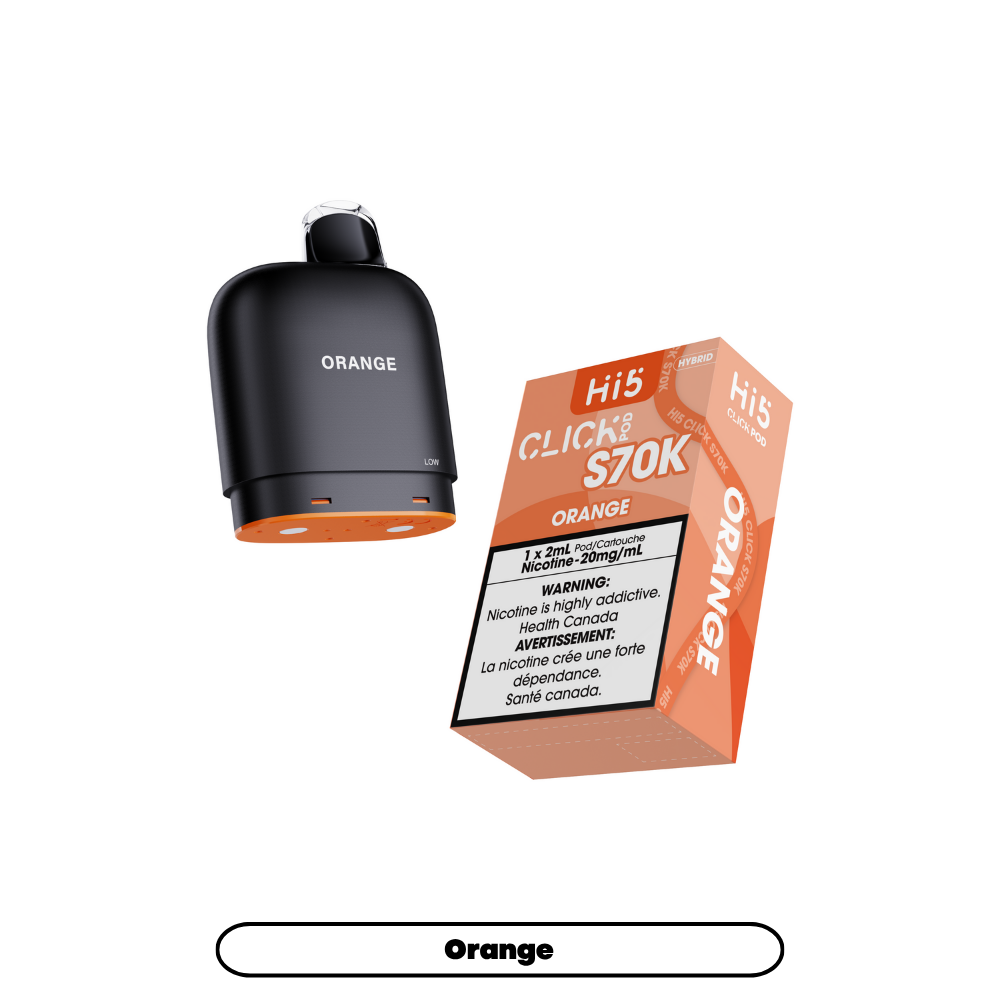 Hi5 Click S70k -  Orange (4pc/Carton) {Prefilled Pods} [Federal]