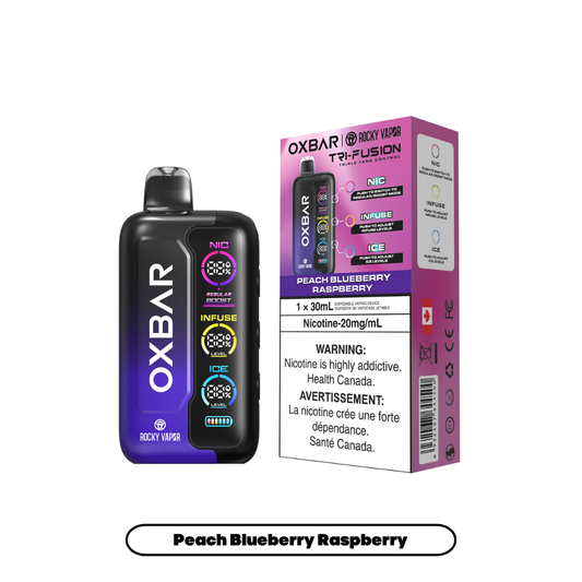 Rocky Vapor Oxbar Tri Fusion - Peach Blueberry Raspberry (5pc/Carton) [Federal]