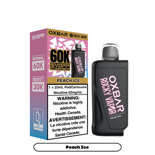Svopp Rocky Vapor Oxbar 60K {Prefilled Pods} - Peach Ice (4pc/Carton) [Federal]