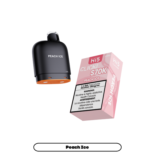 Hi5 Click S70k -  Peach Ice (4pc/Carton) {Prefilled Pods} [Federal]