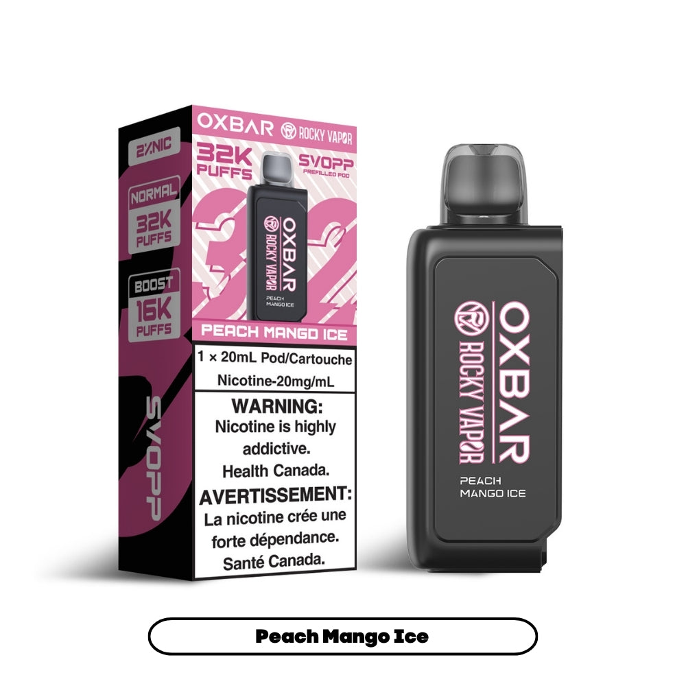 Svopp Rocky Vapor Oxbar [Prefilled Pods] 32K - Peach Mango Ice (4pc/Carton) [Federal]