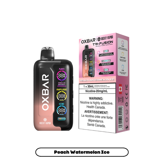 Rocky Vapor Oxbar Tri Fusion - Peach Watermelon Ice (5pc/Carton) [Federal]