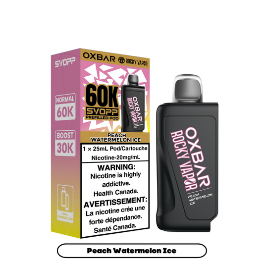 Svopp Rocky Vapor Oxbar 60K {Prefilled Pods} - Peach Watermelon Ice (4pc/Carton) [Federal]