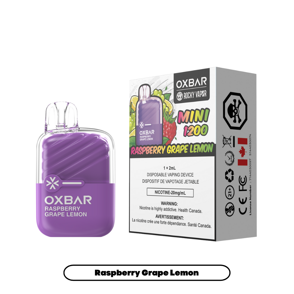 Rocky Vapor Oxbar Mini 1200 - Raspberry Grape Lemon (5pc/Carton) [Federal]