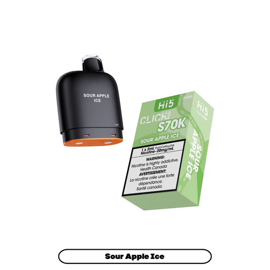 Hi5 Click S70k -  Sour Apple Ice (4pc/Carton) {Prefilled Pods} [Federal]