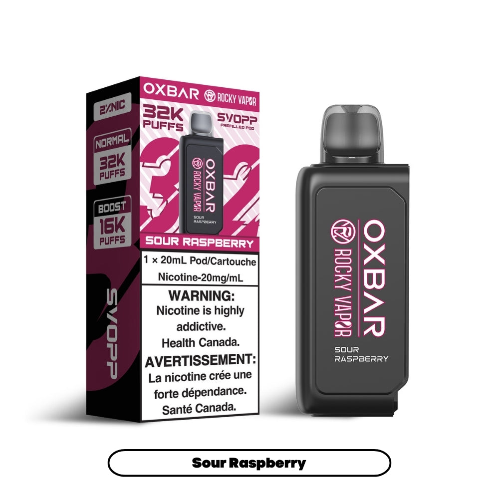 Svopp Rocky Vapor Oxbar [Prefilled Pods] 32K - Sour Raspberry (4pc/Carton) [Federal]